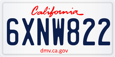 CA license plate 6XNW822