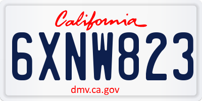 CA license plate 6XNW823