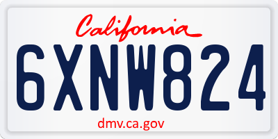 CA license plate 6XNW824
