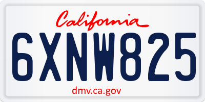 CA license plate 6XNW825