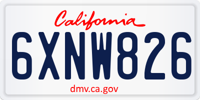 CA license plate 6XNW826