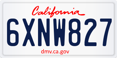 CA license plate 6XNW827