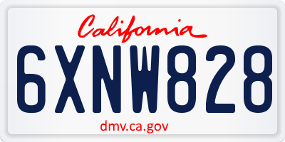 CA license plate 6XNW828