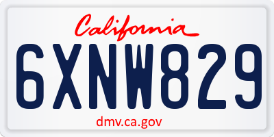 CA license plate 6XNW829