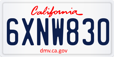 CA license plate 6XNW830