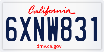 CA license plate 6XNW831