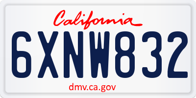 CA license plate 6XNW832