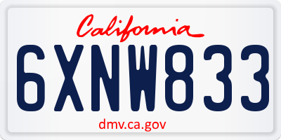 CA license plate 6XNW833