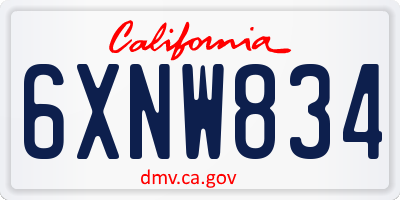 CA license plate 6XNW834