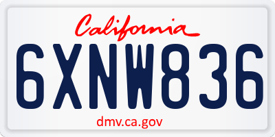 CA license plate 6XNW836