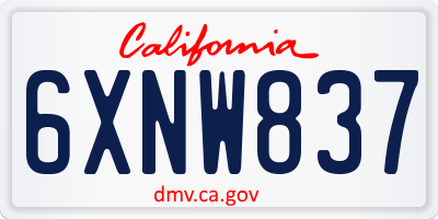 CA license plate 6XNW837