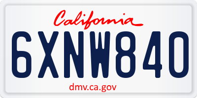 CA license plate 6XNW840