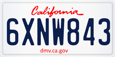 CA license plate 6XNW843