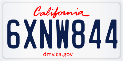 CA license plate 6XNW844