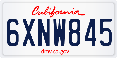 CA license plate 6XNW845