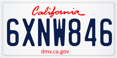 CA license plate 6XNW846