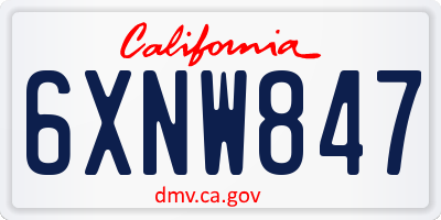 CA license plate 6XNW847