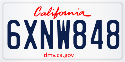 CA license plate 6XNW848
