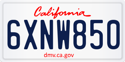 CA license plate 6XNW850
