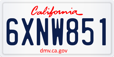 CA license plate 6XNW851