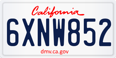 CA license plate 6XNW852
