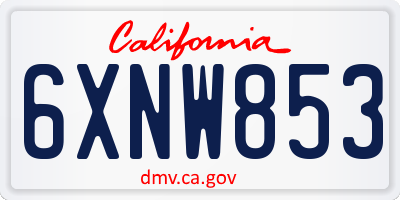 CA license plate 6XNW853