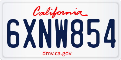 CA license plate 6XNW854