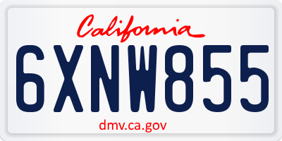 CA license plate 6XNW855