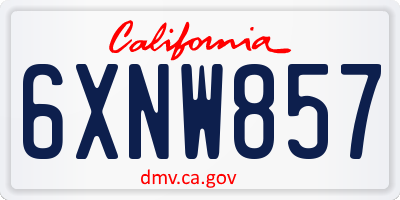 CA license plate 6XNW857