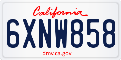 CA license plate 6XNW858