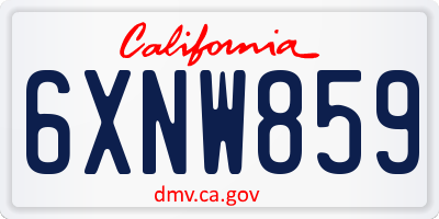 CA license plate 6XNW859