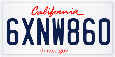 CA license plate 6XNW860
