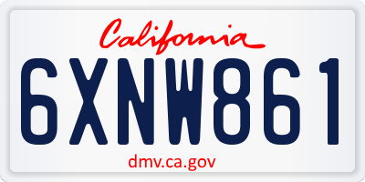 CA license plate 6XNW861