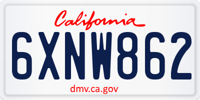 CA license plate 6XNW862