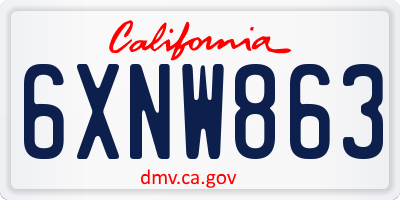 CA license plate 6XNW863