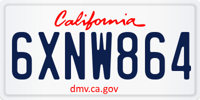 CA license plate 6XNW864