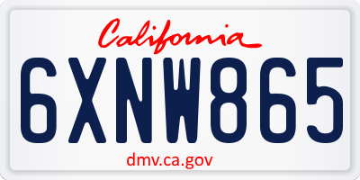 CA license plate 6XNW865