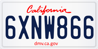CA license plate 6XNW866