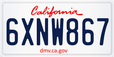 CA license plate 6XNW867