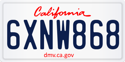 CA license plate 6XNW868