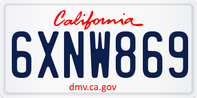 CA license plate 6XNW869