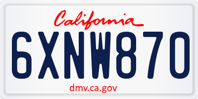 CA license plate 6XNW870