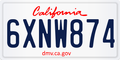 CA license plate 6XNW874