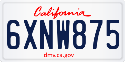CA license plate 6XNW875