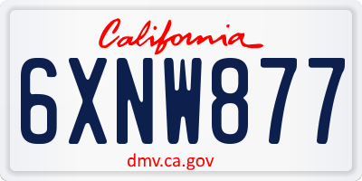 CA license plate 6XNW877