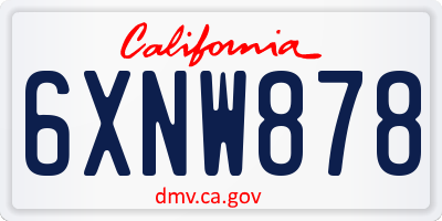 CA license plate 6XNW878