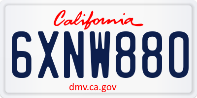 CA license plate 6XNW880
