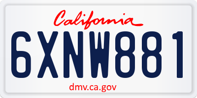 CA license plate 6XNW881