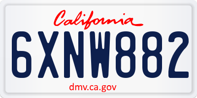 CA license plate 6XNW882