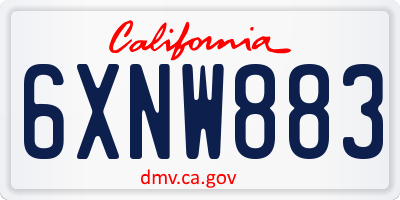 CA license plate 6XNW883